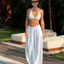 Dazy pantalones anchos de pierna recta de lino para mujer, con cintura con cordon, pantalones rectos casuales, para otono