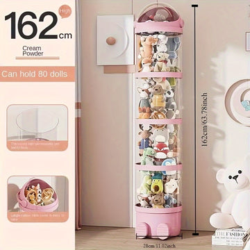 Expositor Multicapa Transparente para Juguetes de Peluche y Marionetas, Diseño Redondo con Apertura, Material Plástico Duradero, Sin Electricidad