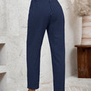 Lune pantalones casuales estriados nauticos entallados para mujer, otono