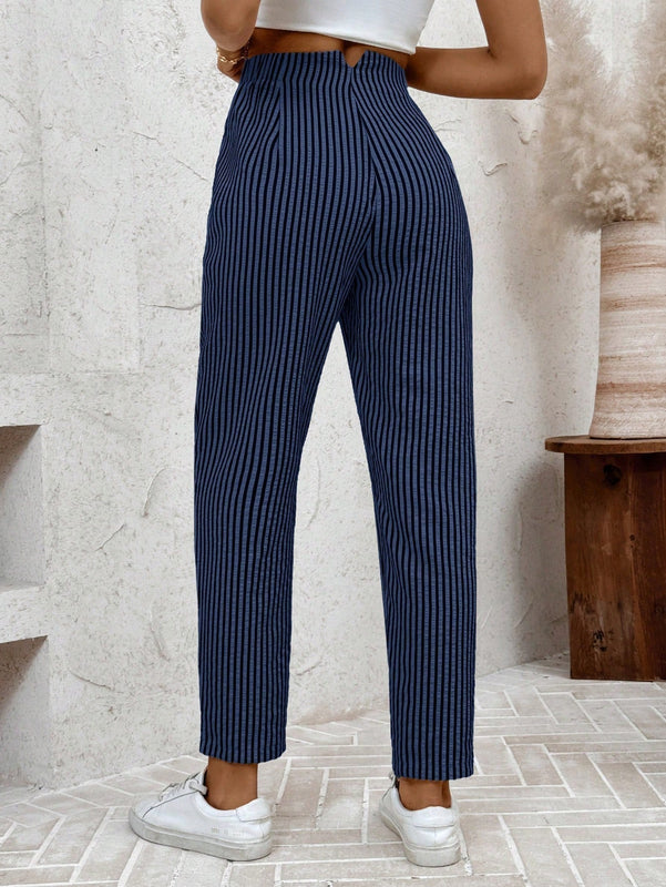 Lune pantalones casuales estriados nauticos entallados para mujer, otono