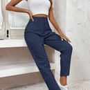 Lune pantalones casuales estriados nauticos entallados para mujer, otono