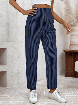 Lune pantalones casuales estriados nauticos entallados para mujer, otono
