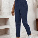 Lune pantalones casuales estriados nauticos entallados para mujer, otono