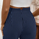Lune pantalones casuales estriados nauticos entallados para mujer, otono