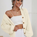 Frenchy cardigan de punto de manga larga, unicolor, con escote en v y botones frontales, versatil y casual