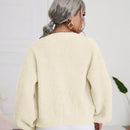 Frenchy cardigan de punto de manga larga, unicolor, con escote en v y botones frontales, versatil y casual
