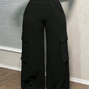 Slayr pantalones casuales de trabajo de estilo ancho con bolsillos y estampado floral gris para mujeres-c