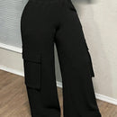 Slayr pantalones casuales de trabajo de estilo ancho con bolsillos y estampado floral gris para mujeres-c