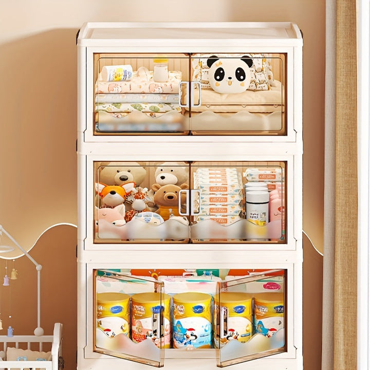 Estantería de Almacenamiento Modular de Polipropileno - Armario de Almacenamiento de Plástico de Doble Puerta Independiente, Estante Multifuncional de Esquina, con Cajas Apilables y Plegables, Estantes en Niveles, Instalación en el Suelo, Adecuado para J