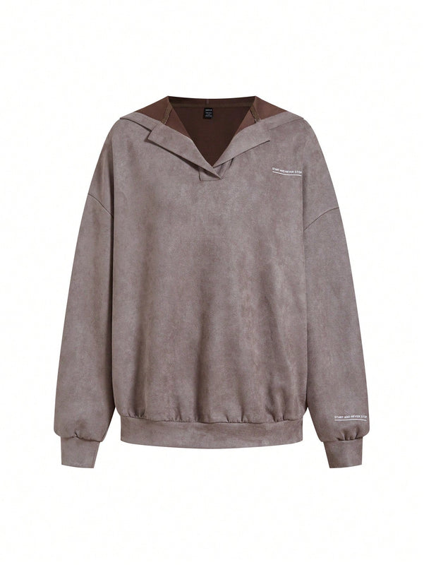 Mulvari sudadera con capucha de manga larga casual y holgada con estampado de letra, ropa de otono para mujer
