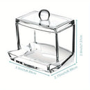 1pc Soporte de bastoncillos de algodón de gran capacidad, contenedor de almacenamiento de plástico transparente con dispensador de fácil acceso, sin perfume, organizador que ahorra espacio para encimeras de baño, suministros para el hogar y la cocina