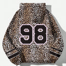 Muchic sudadera con capucha con estampado de leopardo minimalista informal, impreso en toda la prenda, otono invierno