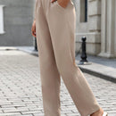 Lune pantalones casuales de mujer, estilo minimalista, de unicolor, con cintura elastica y bolsillos diagonales, para otono e invierno