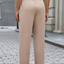 Lune pantalones casuales de mujer, estilo minimalista, de unicolor, con cintura elastica y bolsillos diagonales, para otono e invierno