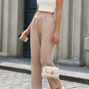 Lune pantalones casuales de mujer, estilo minimalista, de unicolor, con cintura elastica y bolsillos diagonales, para otono e invierno