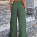 Pantalones casuales anchos de pierna ancha con cintura alta y pliegues para mujeres