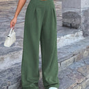 Pantalones anchos de lino solido para mujer