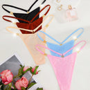Set de 5 piezas de pantis sexy tipo tanga de color liso para mujer, ropa interior transpirable y comoda