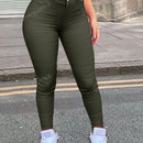 Apperloth a pantalon casual comodo para citas en color morado con cintura alta elastica, bolsillo inclinado ajustado y tobillera conica