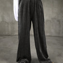 Friful pantalones casuales de pierna recta de tela texturizada para mujeres