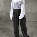 Friful pantalones casuales de pierna recta de tela texturizada para mujeres