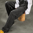 Friful pantalones casuales de pierna recta de tela texturizada para mujeres