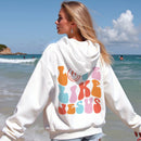 Ezwear sudadera holgada con capucha y estampado grafico cristiano "amar como jesus" con cara sonriente y texto para mujer