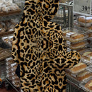 Muchic sudadera con capucha con estampado de leopardo minimalista informal, impreso en toda la prenda, otono invierno