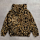 Muchic sudadera con capucha con estampado de leopardo minimalista informal, impreso en toda la prenda, otono invierno