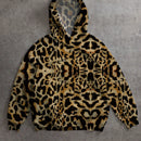 Muchic sudadera con capucha con estampado de leopardo minimalista informal, impreso en toda la prenda, otono invierno