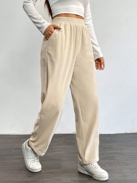 Lune pantalones termicos basicos de unicolor casual para mujer para otono/invierno