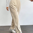 Lune pantalones termicos basicos de unicolor casual para mujer para otono/invierno