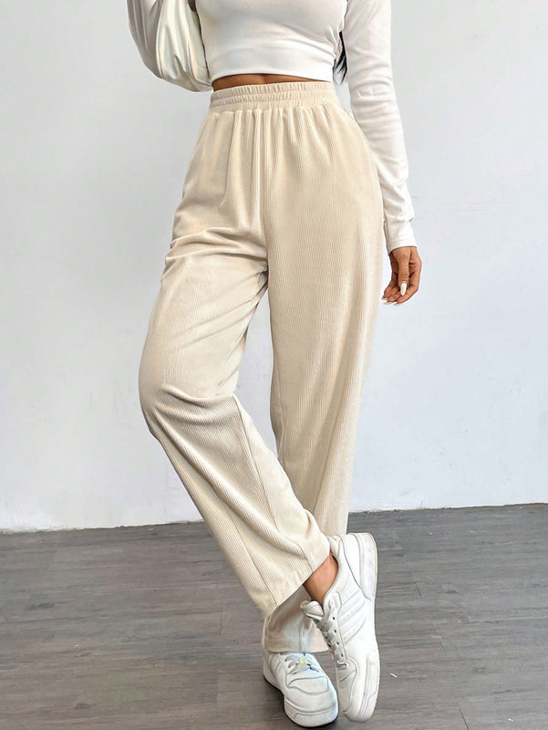 Lune pantalones termicos basicos de unicolor casual para mujer para otono/invierno