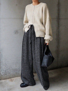 Friful pantalones anchos casuales sueltos con bolsillos y cintura con lazo para mujer