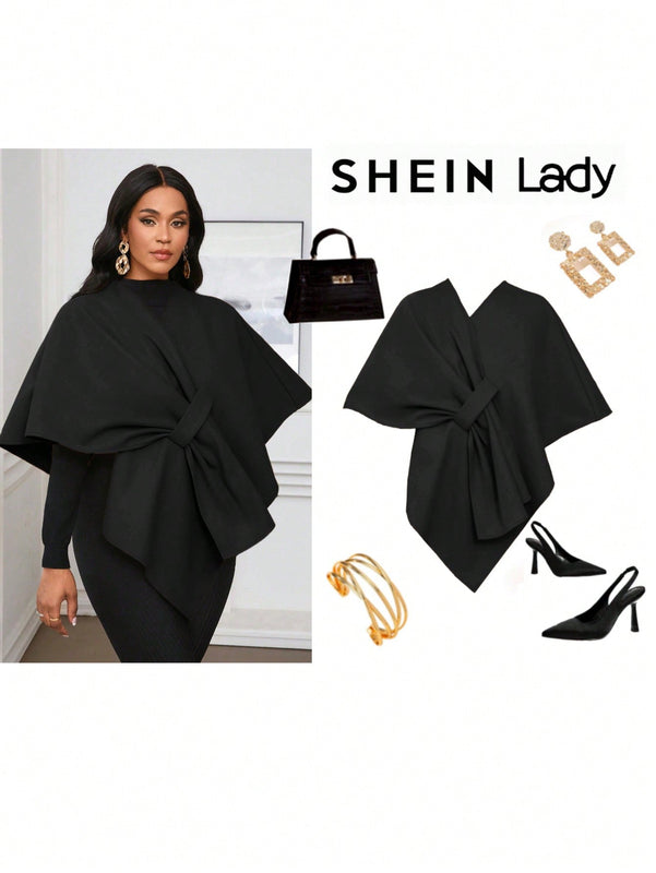 Lady poncho para mujer con diseno de drapeado en la cintura y lazo