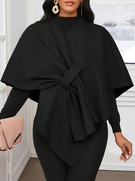 Lady poncho para mujer con diseno de drapeado en la cintura y lazo