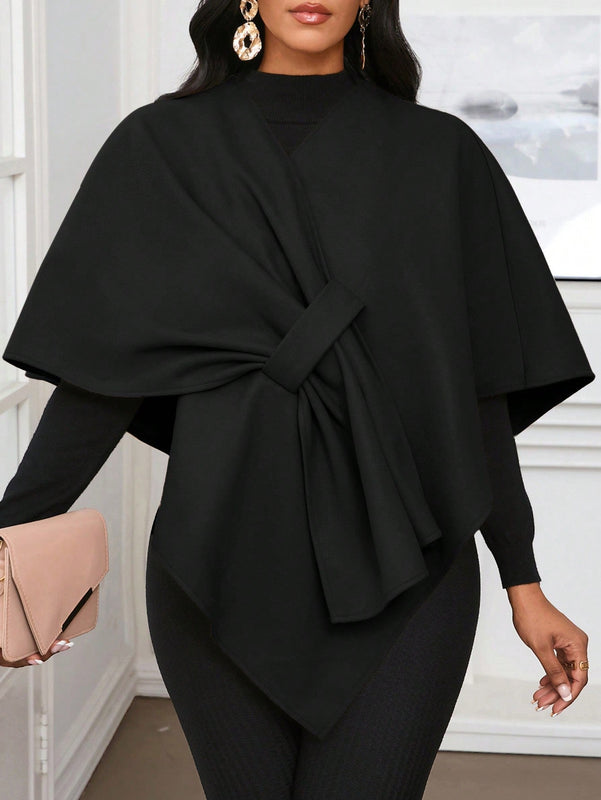 Lady poncho para mujer con diseno de drapeado en la cintura y lazo