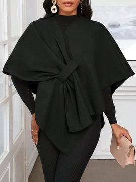 Lady poncho para mujer con diseno de drapeado en la cintura y lazo