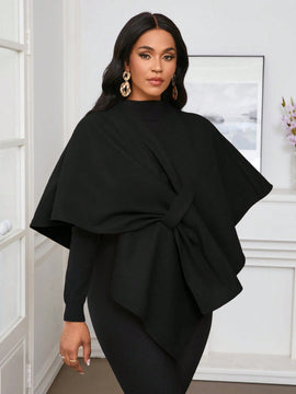 Lady poncho para mujer con diseno de drapeado en la cintura y lazo