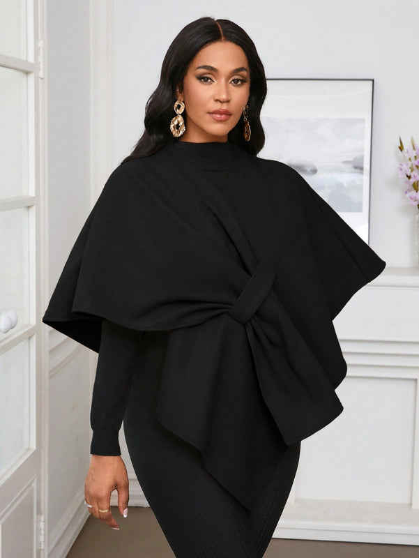 Lady poncho para mujer con diseno de drapeado en la cintura y lazo