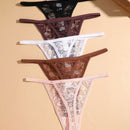 Set de 5 pantaletas de encaje floral con talle bajo sexy para mujer