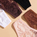 Set de 5 pantaletas de encaje floral con talle bajo sexy para mujer