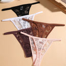 Set de 5 pantaletas de encaje floral con talle bajo sexy para mujer