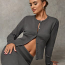 Bae cardigan de mujer para otono/invierno de color gris con decoracion de botones, acogedor y suave, adecuado para el dia de accion de gracias, halloween, navidad, oficina, escuela, citas, fiestas, uso casual