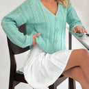 Cardigan holgado de punto de unicolor y trenzado informal para mujer