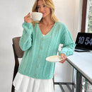 Cardigan holgado de punto de unicolor y trenzado informal para mujer