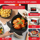 Forros de horno de aire de silicona, reutilizables y antiadherentes, fáciles de limpiar, forros de olla versátiles para freidoras de aire, hornos, microondas, herramientas de cocina ideales para hornear y cocinar, con el regalo perfecto para cocineros en