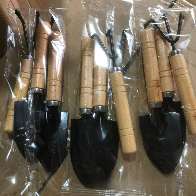 Juego de Herramientas de Jardín de 3 Piezas - Pala, Rastrillo y Cepillo con Mango de Madera para Plantar Flores y Verduras, No Necesita Energía
