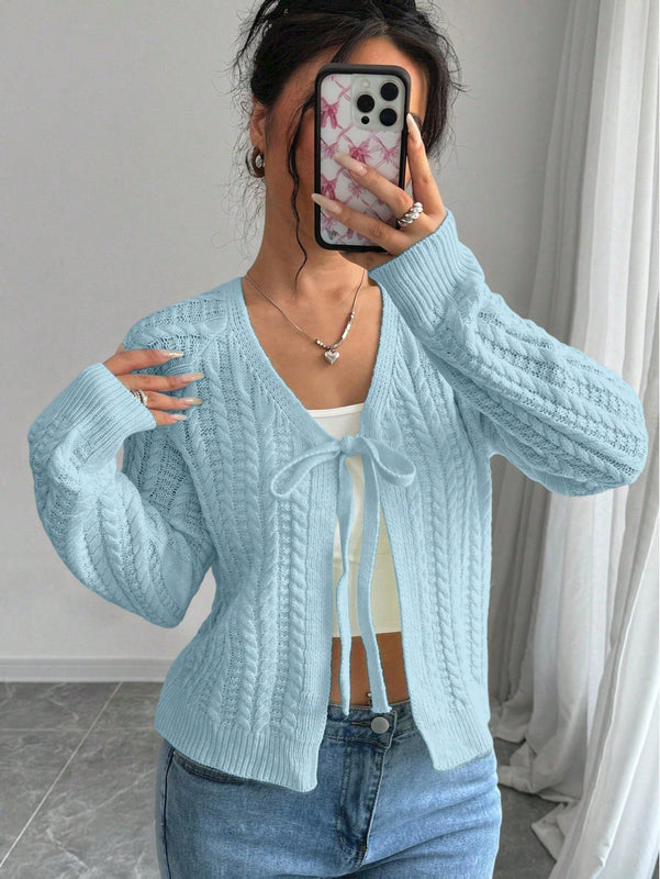 Essnce cardigan de mujer de manga larga con estampado floral 3d con lazo delantero, de estilo frances casual y versatil
