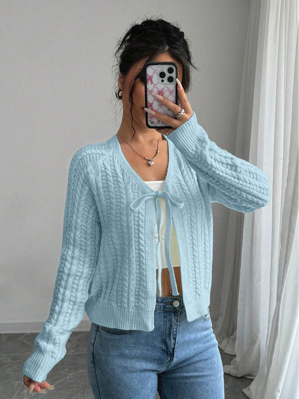 Essnce cardigan de mujer de manga larga con estampado floral 3d con lazo delantero, de estilo frances casual y versatil